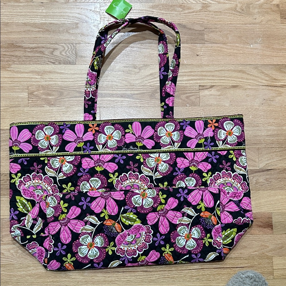 Vera Bradley Pink and Black Floral Tote